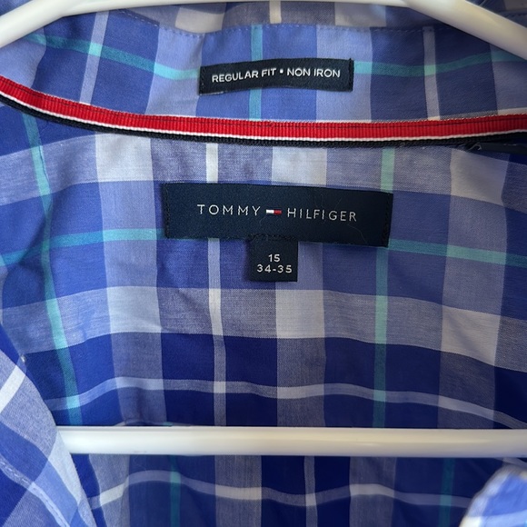 Tommy Hilfiger blue plaid dress up shirt - Picture 2 of 5